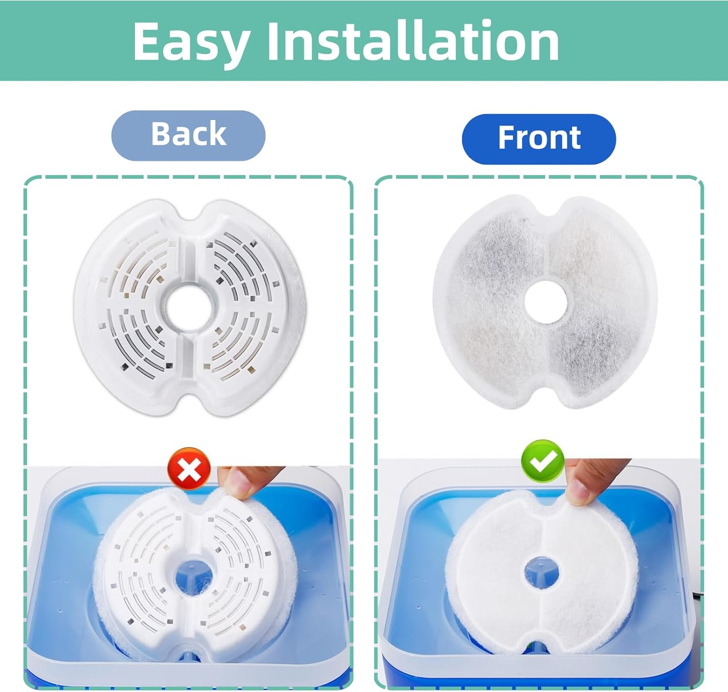 4 Packs Cat Water Fountain Filters & 4 Pack Pump Filters for 67Oz/2L Automatic Cat Fountain Dog Water Dispenser, JOMWEN Pet Pre-Filter Sponges image number 2