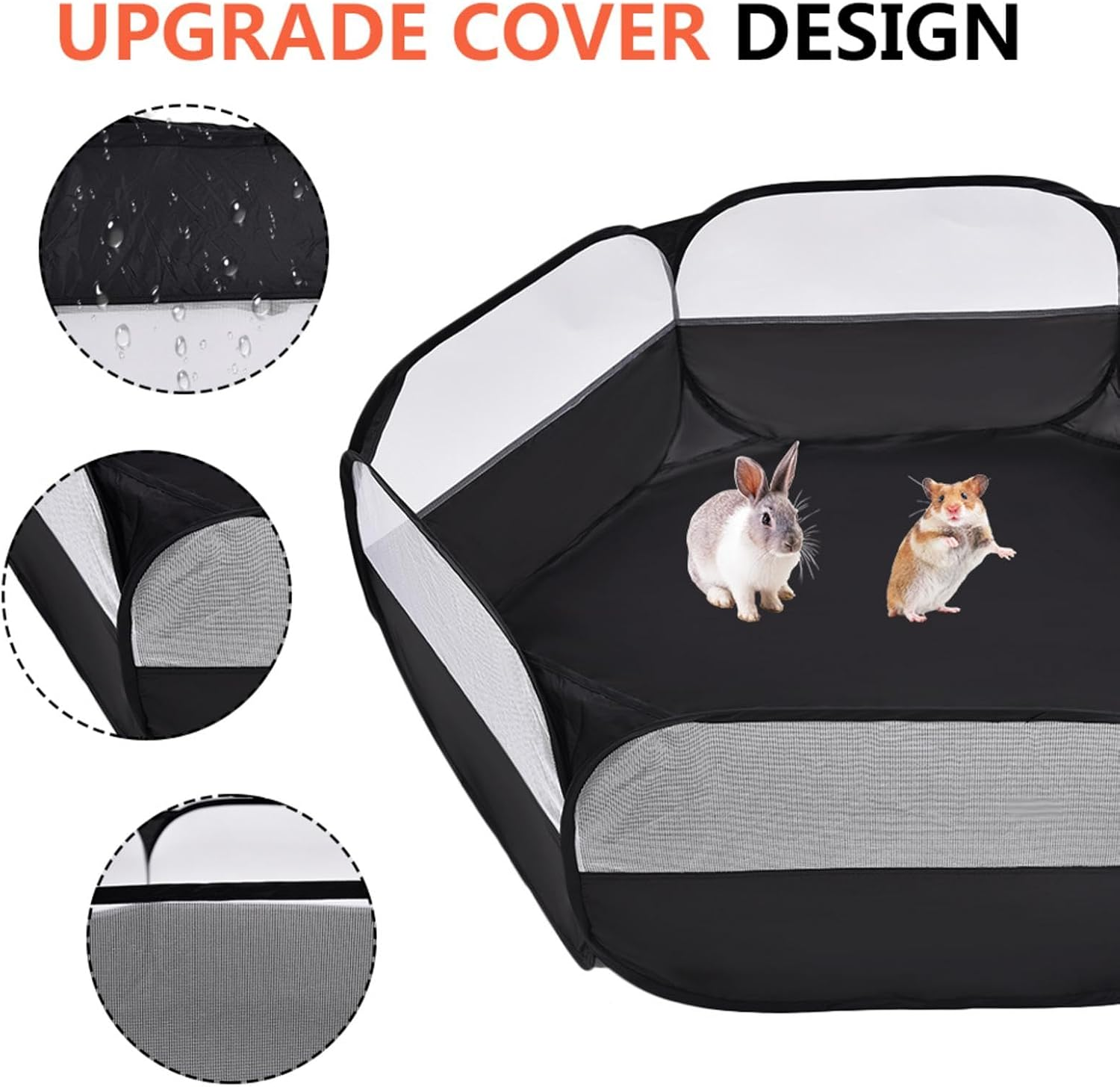 Hamster Playpen, Foldable Small Animal Playpen, Pop up Play Pen Hamster Playground, Portable Indoor Outdoor Pet Exercise Fence for Hamster, Guinea Pig, Rabbits, Chinchillas and Hedgehogs image number 3