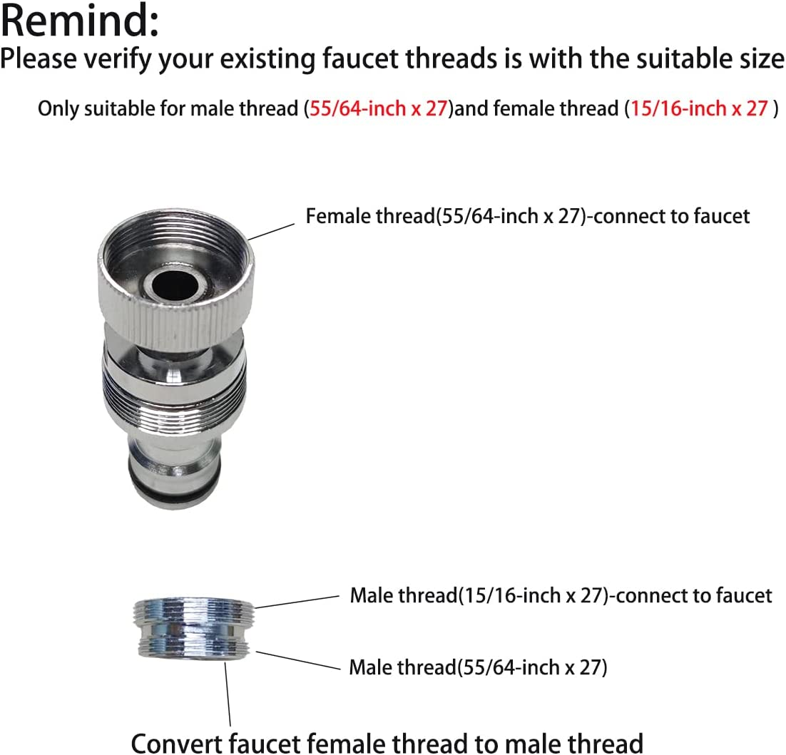 Dishwasher,Washer Snap Coupling Adapter,Shower Hose, Garden Hose(3/4Ght) Quick Connection, for Bathroom/Kitchen,Sink to Hose Adapter Faucet Hose, Sink Quick-Fit Attachment (Quick-Connect) image number 2