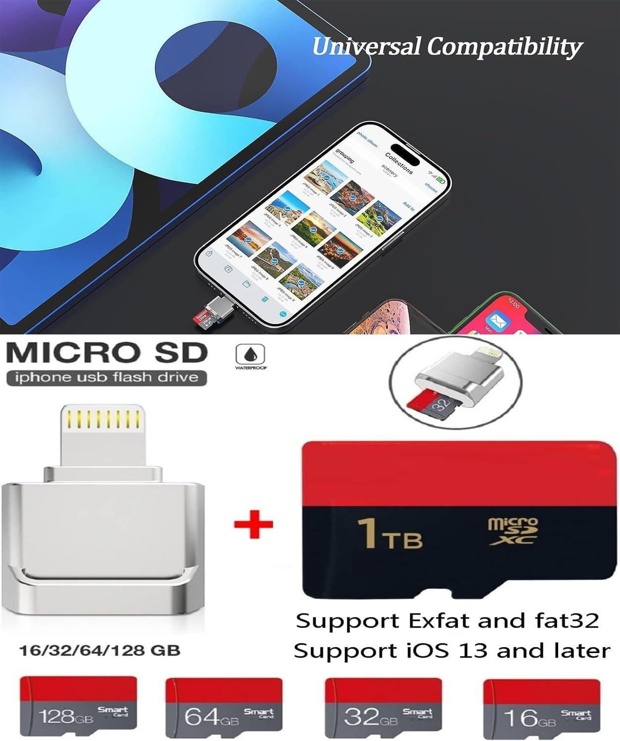 Lightning to Micro SD Card Reader for Iphone Ipad,[Apple Mfi Certified] Lightning to Micro SD/TF Card Reader Viewer Adapter Memory Card Reading for Iphone 14/13/12/Pro