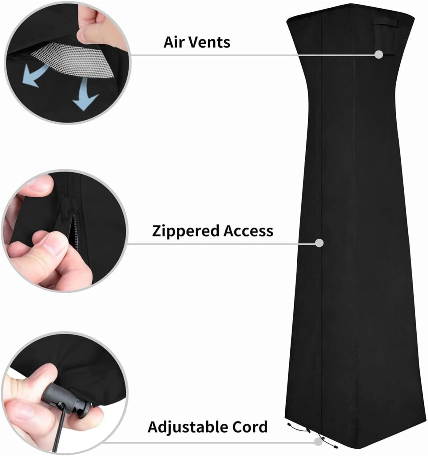 Outdoor Patio Heater Cover - Waterproof Uv-Resistant Protector with Zipper,Outside Stand up Patio Heater Cover | for Lawn Deck Backyard Garden Yard image number 6