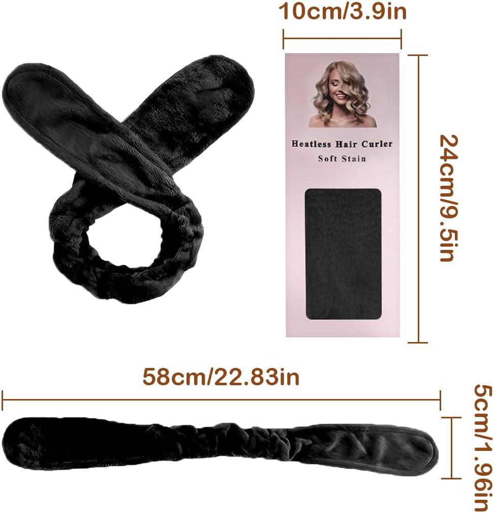 NHQZ Overnight Curls Band without Heat, Heatless Curls Band, Heatless Curler Non-Slip, Hair Band Curls Overnight, Overnight Blowout Curls Styling Wave, Curls without Heat (Black) image number 1