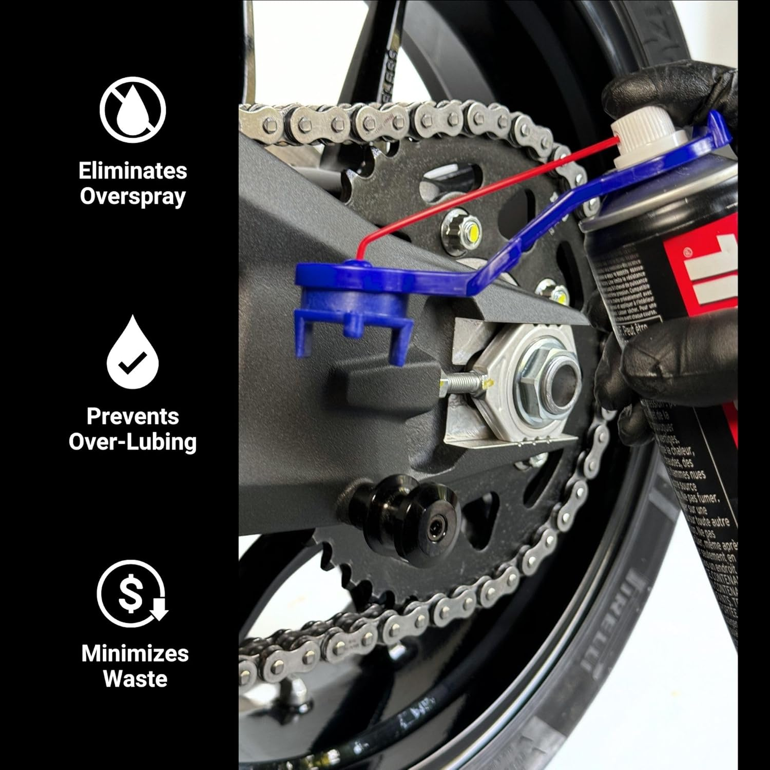 Motorcycle Chain Lube Applicator | Mess-Free Wax, Cleaner Attachment | 530 Chain Size image number 1
