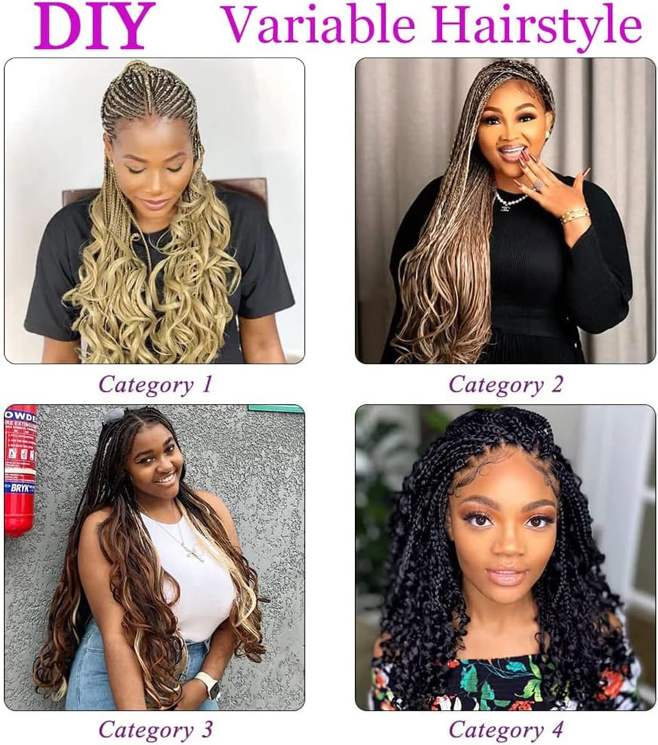 Wowcfyyds 8 Packs French Curl Braiding Hair 24 Inch Loose Wave Spiral Curly Braiding Hair Extensions 75G/Pack Soft French Curls Synthetic Hair Extensions for Braiding（33/30#） image number 3