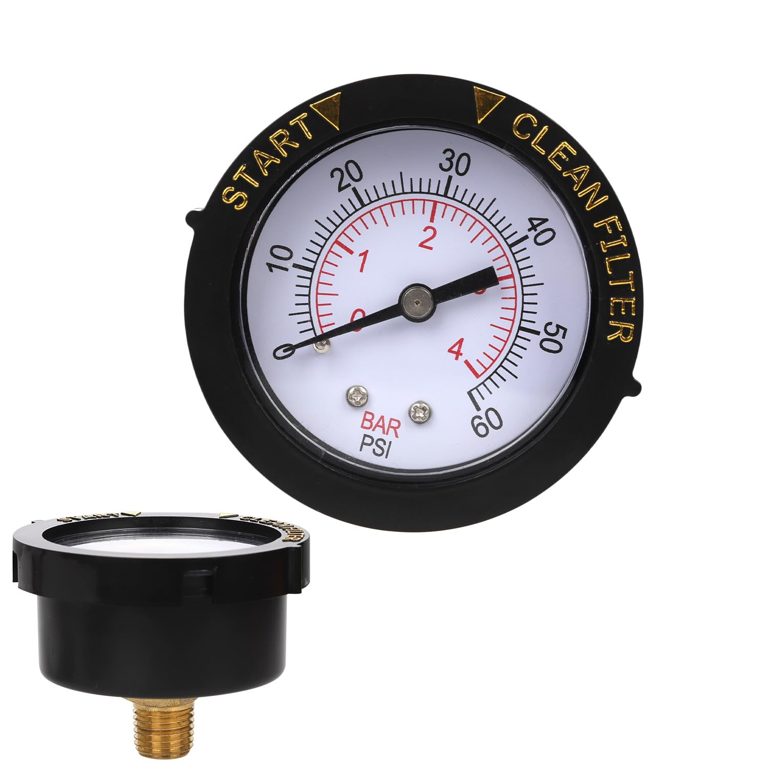 0-60PSI Pool Filter Pressure Gauge, 1/4 NPT Back Mount Waterproof Clean Sand Filter Indicator Water Pressure Gauge Replacement Parts Accessories for Swimming Pool Pumps Spa Aquarium Pressure Testing image number 5