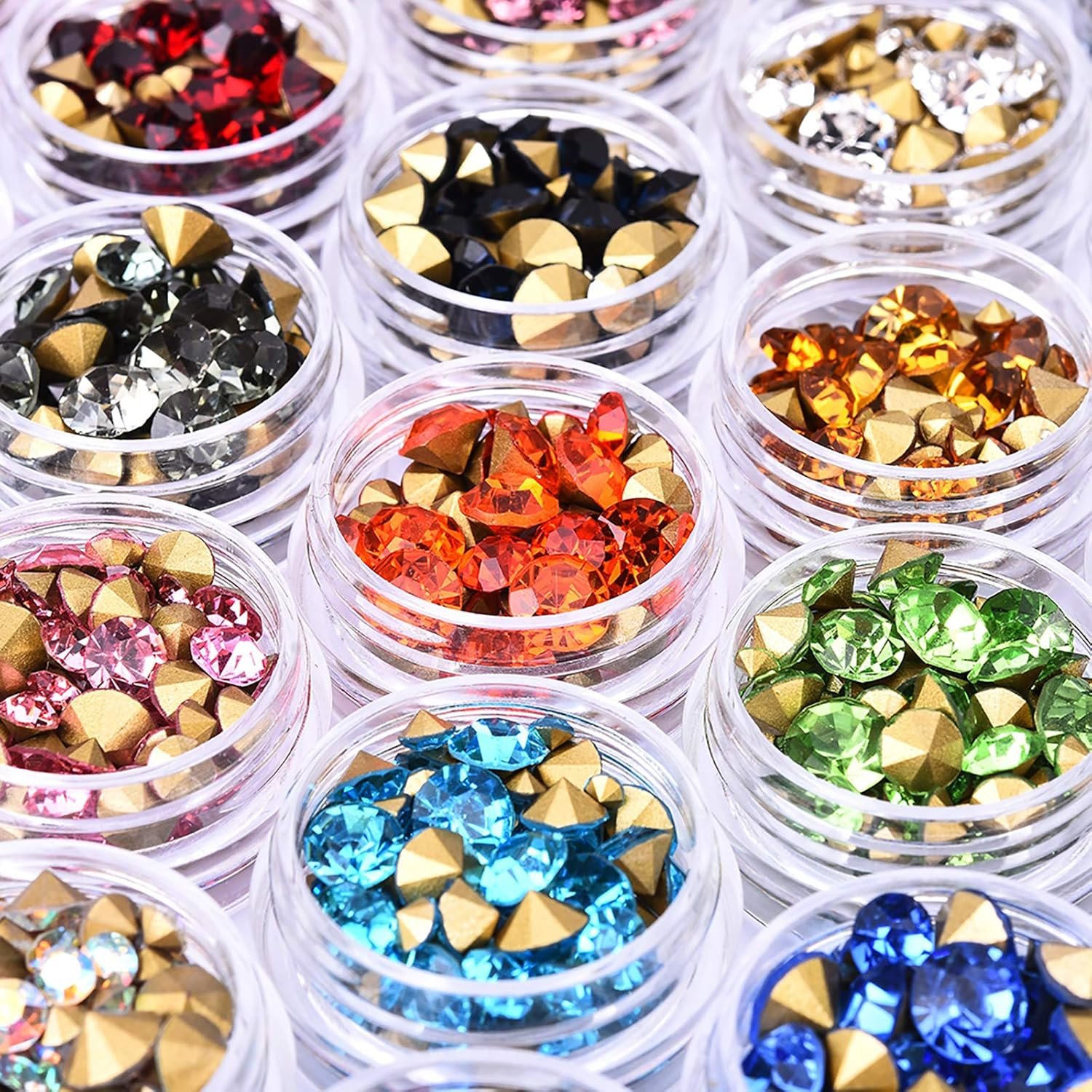 2 Boxes Nail Art Rhinestone Flat-Back Rhinestone Super Glitter Nail Decoration Sharp Bottom Crystal Deep Pink