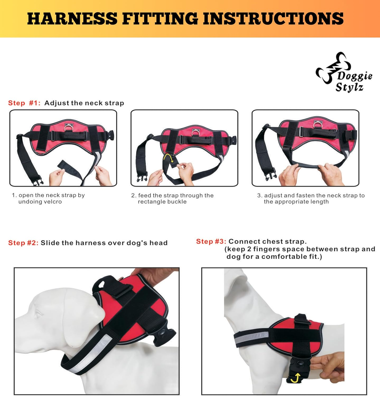DO NOT PET Dog Vest Harness with Removable Patches and Reflective Trim. Comes with 2 DO NOT PET Reflective Removable Patches. Please Measure Dogs Girth before Purchase