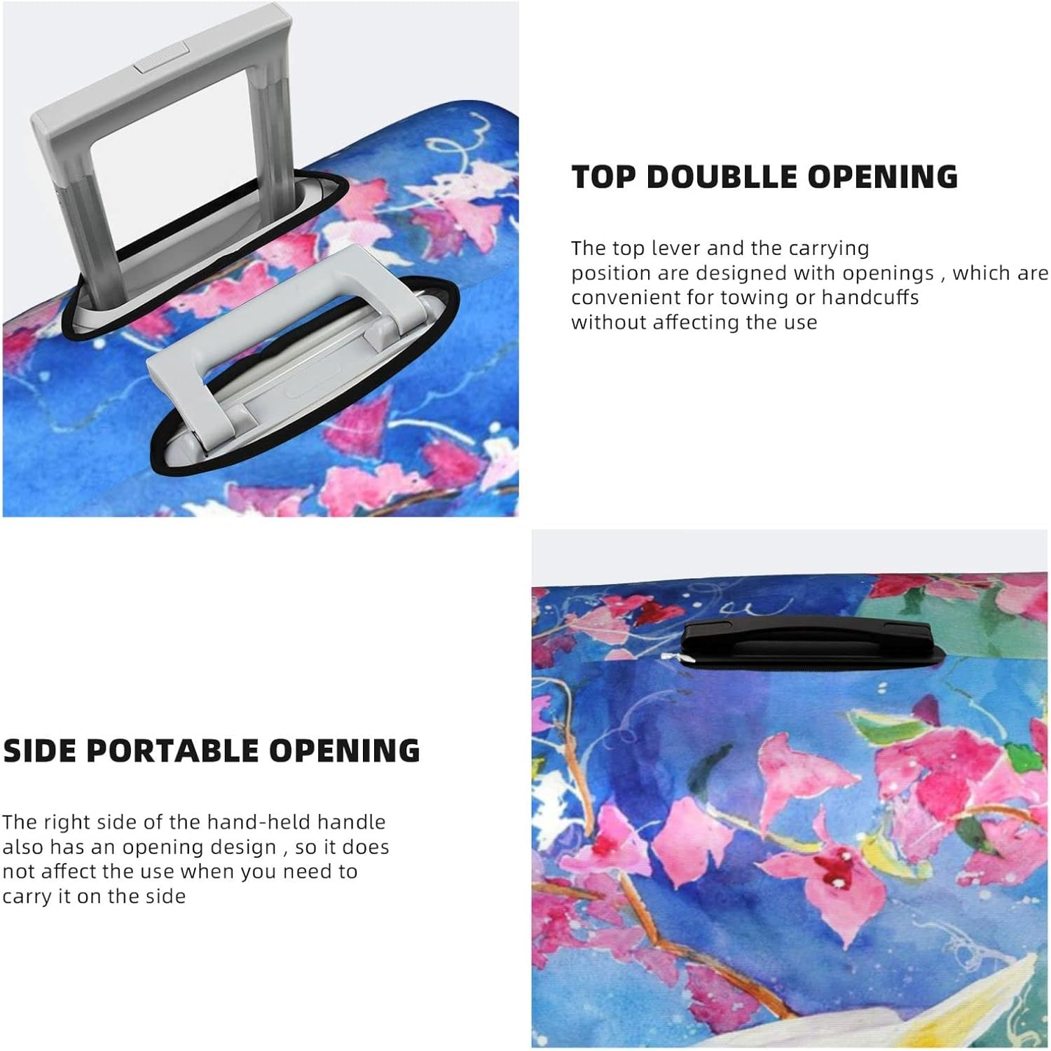 Obabo White Parttern Travel Luggage Cover,Washable Suitcase Cover Protector Anti-Scratch Suitcase Cover Fits 18-32 In, Beautiful Cockatoo Bird Flower, L image number 6