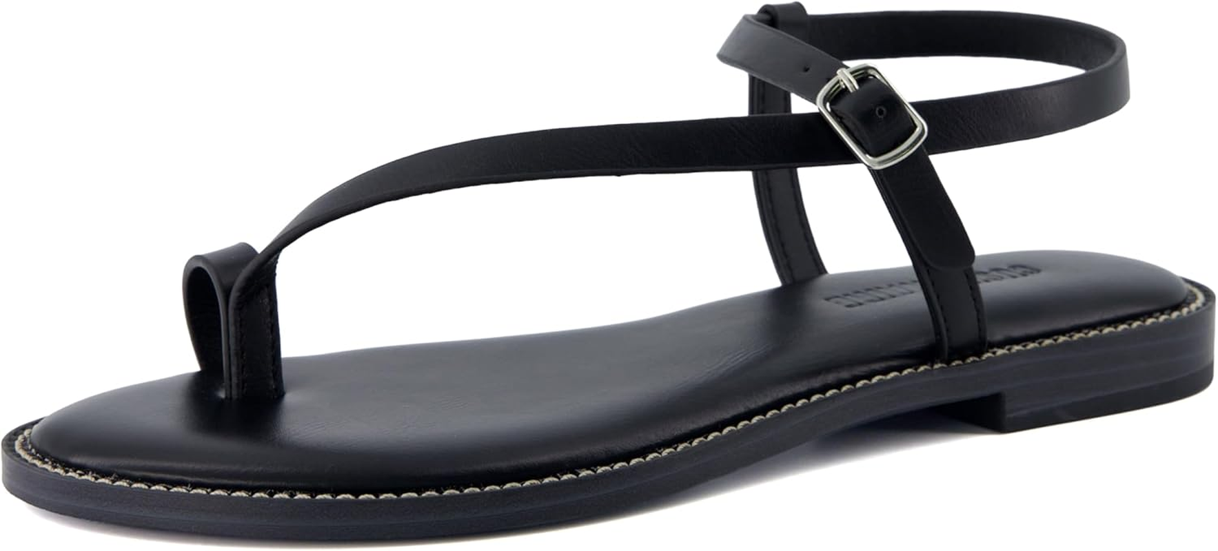 CUSHIONAIRE Life Strappy Flat Thong Sandals for Women with Toe Loop, Memory Foam, and Adjustable Ankle Strap Womens Sandals