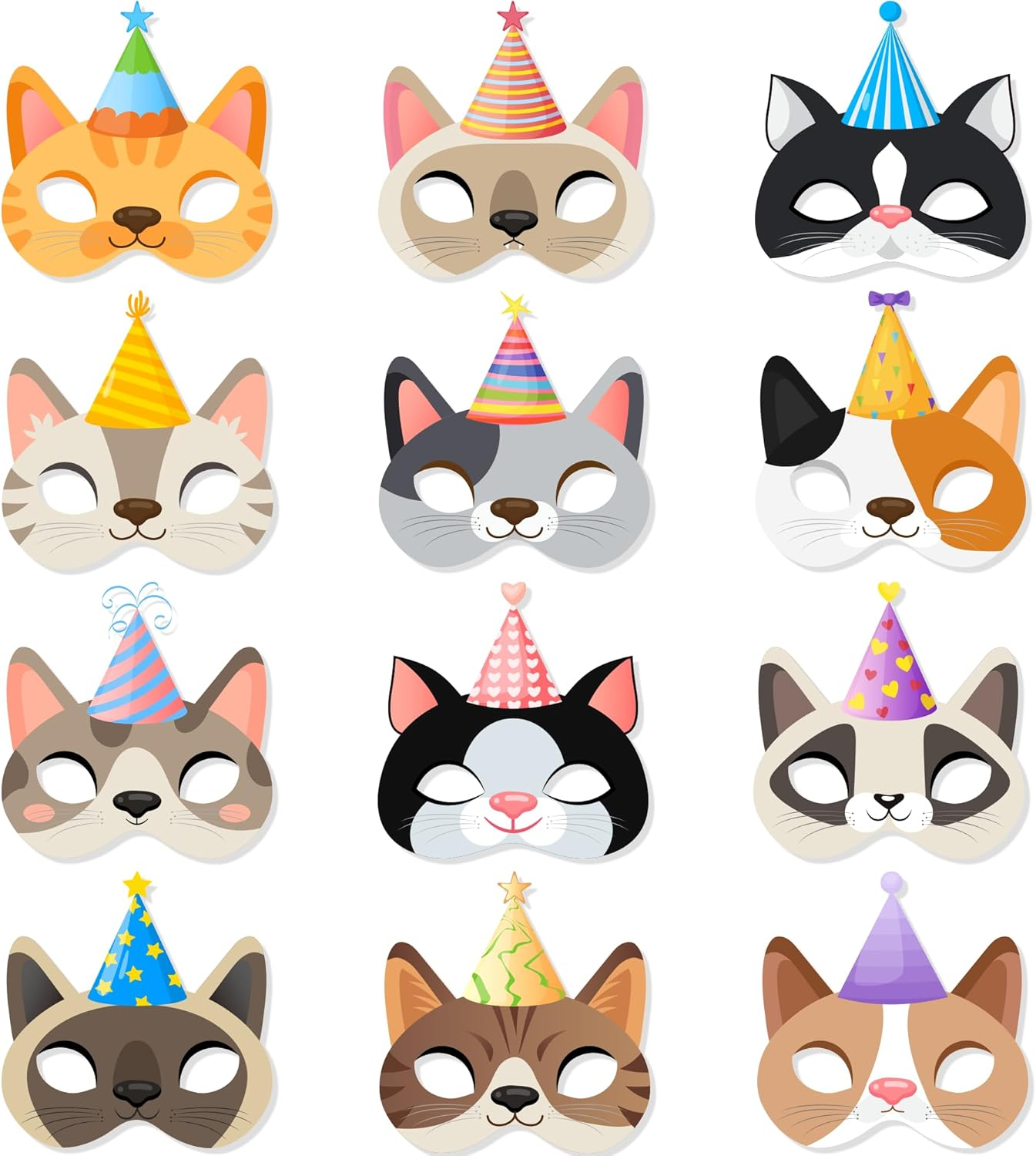 Cat Birthday Masks, 24 Pcs Kitten Party Masks - Cat Themed Photo Booth Props & Decorations for Kids image number 4