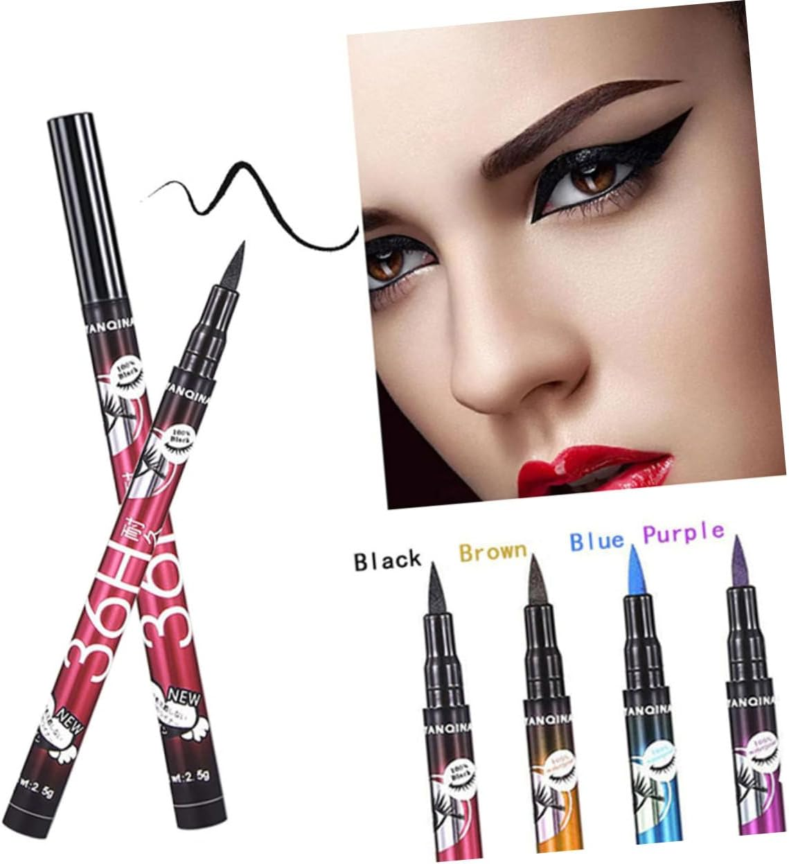Outanaya Blue Eyeliner Pen Liquid Liner for Women and Non-Staining for Eye Makeup Creative Eyeliner for Daily Use image number 2