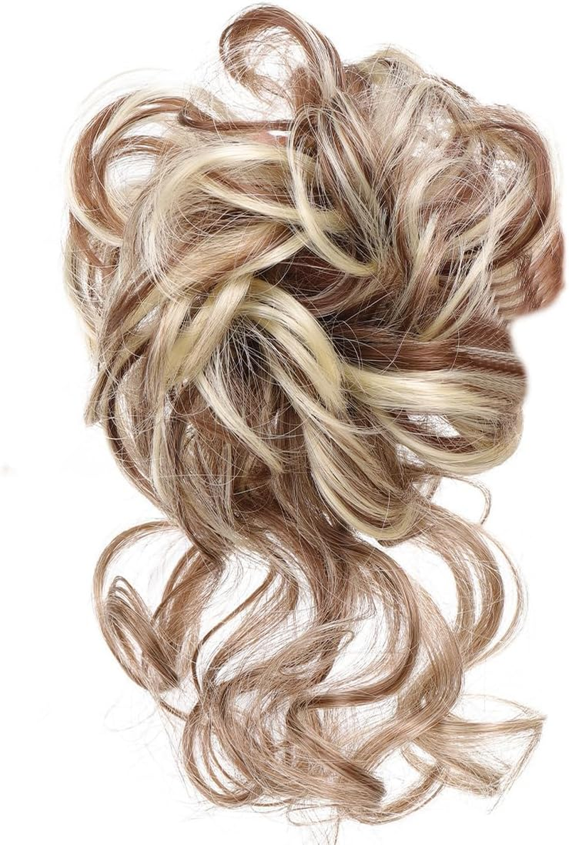 HQR Ponytail Hairpiece, Hairpiece with Elastic Band, Pony Hairpiece, Braid Extension, Large Bun Hairpiece, Hair Scrunchie with Hair, Curly Hair Bun Synthetic Hair Extension for Women Girls (A) image number 1