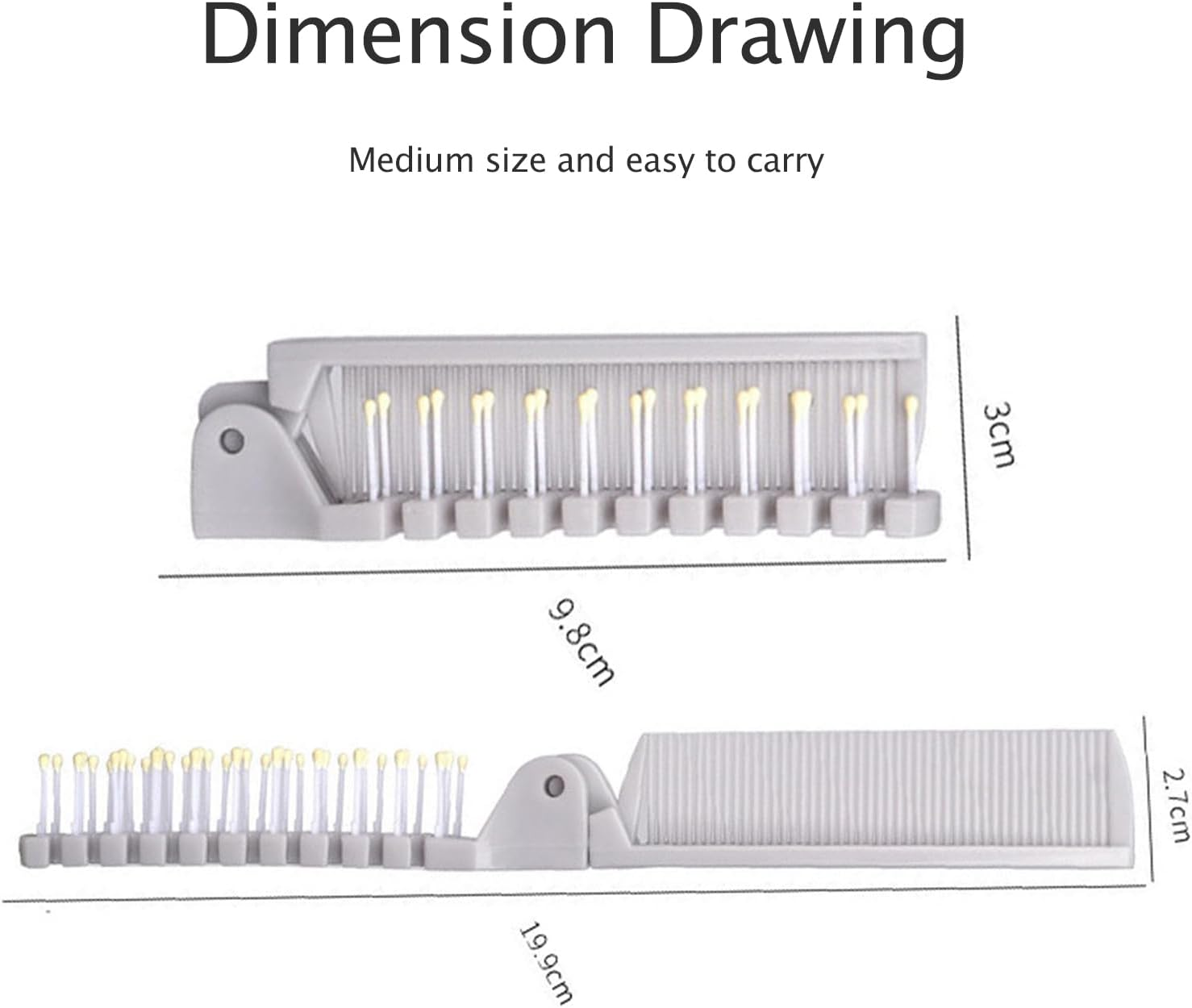 2 Piece Folding Hair Brush Set, Portable Travel-Friendly Comb &ndash; Small, Foldable for Purses &ndash; Mini Pocket Brush for Women and Girls &ndash; Anti-Static Double-Sided Compact Hair Comb image number 1