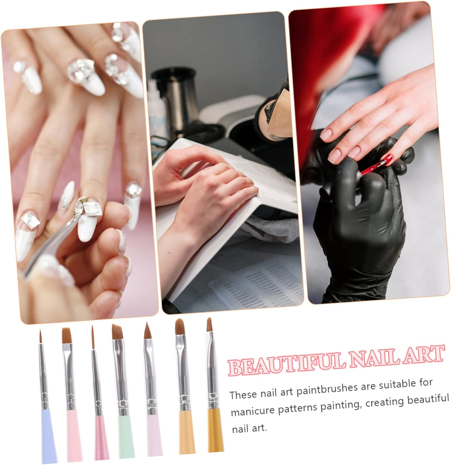 NULYLU 7Pcs Professional Nail Art Pen Kit Set Fine Tip Brush for Nail Salons Diy image number 5