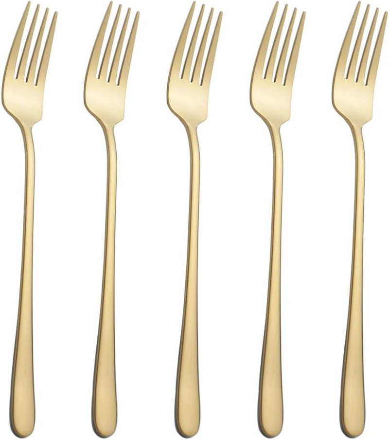 Onlycooker 5 Piece Forks Set, 18/10 Stainless Steel Korean Silverware Set Service for 5 Tableware Dinnerware Dishwasher Safe image number 2