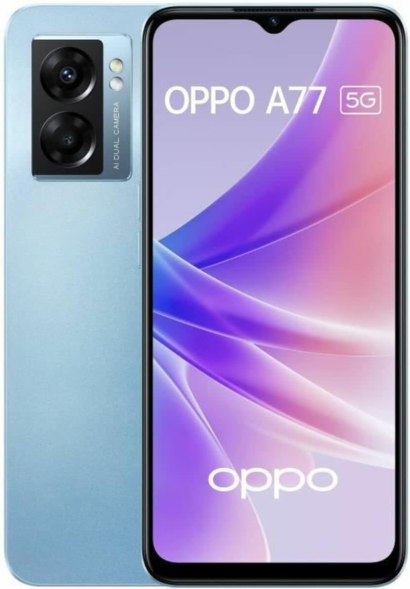 Oppo A77 Smartphone 5G Unlocked 6GB RAM + 128GB Expandable Memory AMOLED Display 90Hz 6.43" Camera 48MP Battery 5000Mah + Quick Charge 33W Stereo Speaker Blue image number 1
