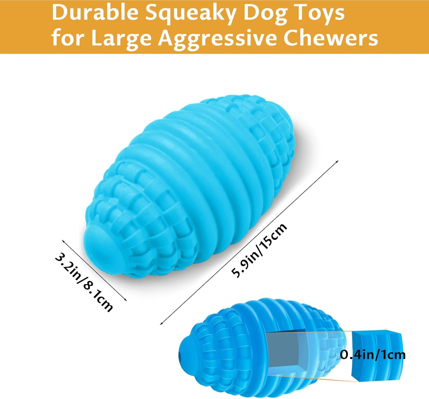Velmoriah Dog Squeaky Toy Ball, Indestructible Rubber Dog Balls for Aggressive Chewers, Interactive Dog Toys for Small, Medium & Large Dogs image number 4