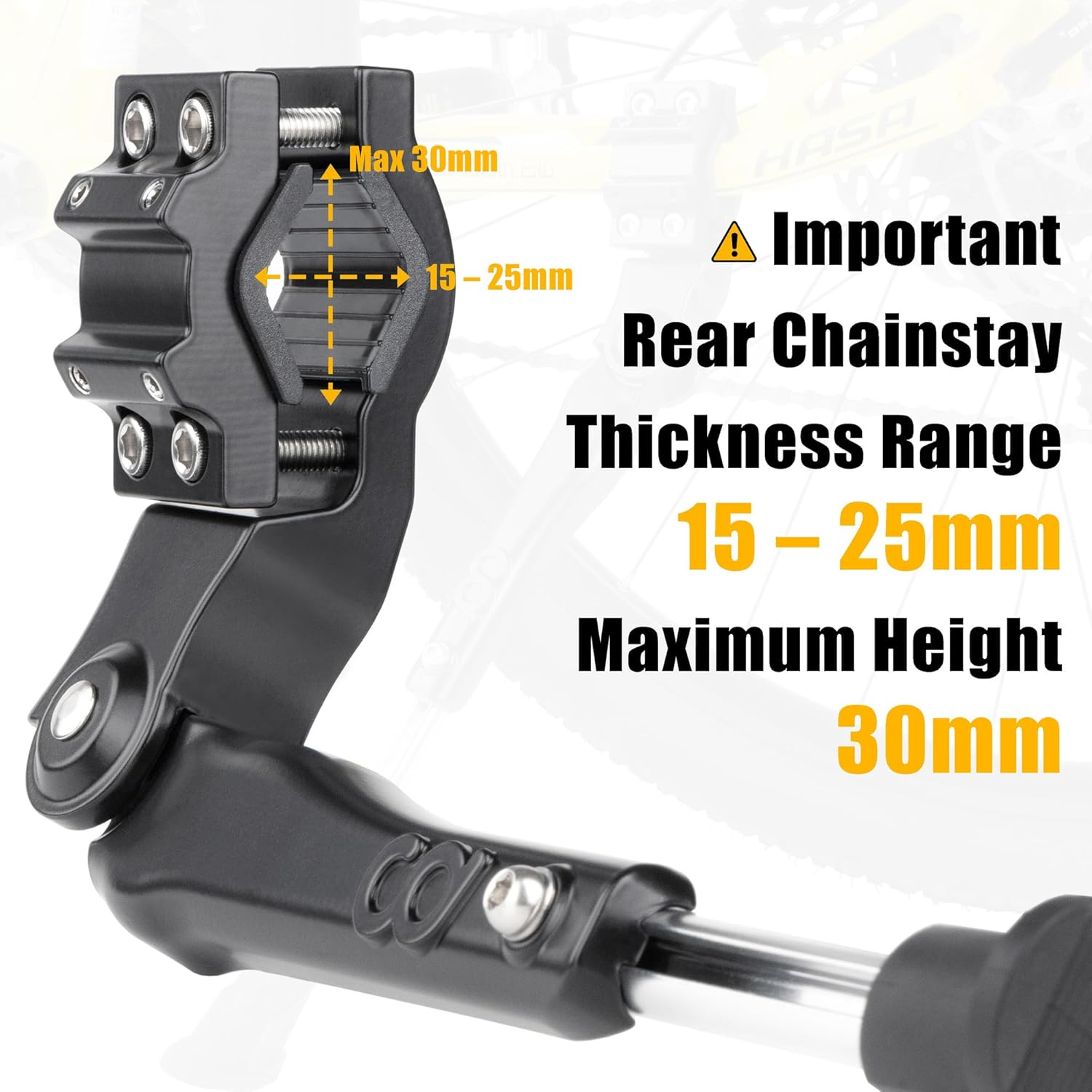 Cyclingdeal Adjustable Bicycle Kickstand Rear Mount Type - for Mountain Bikes MTB & 700C Road Hybrid Bikes 24&rdquo; to 29&rdquo; or 16" to 20" Kids Bikes - Premium Quality Aluminium Alloy with New Clamp Design image number 2