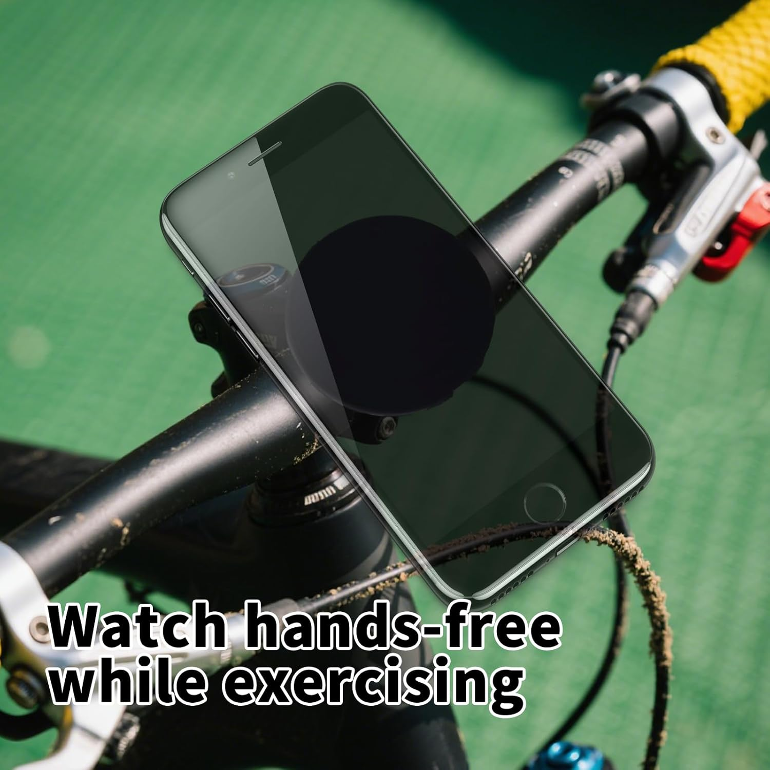 5Pcs Universal Phone Mount Kit, Adjustable Stroller Phone Holder with Magnetic Sheets Gasket & Lanyard Hands-Free Smartphone Stand for Baby Stroller Shopping Cart (Black) image number 3