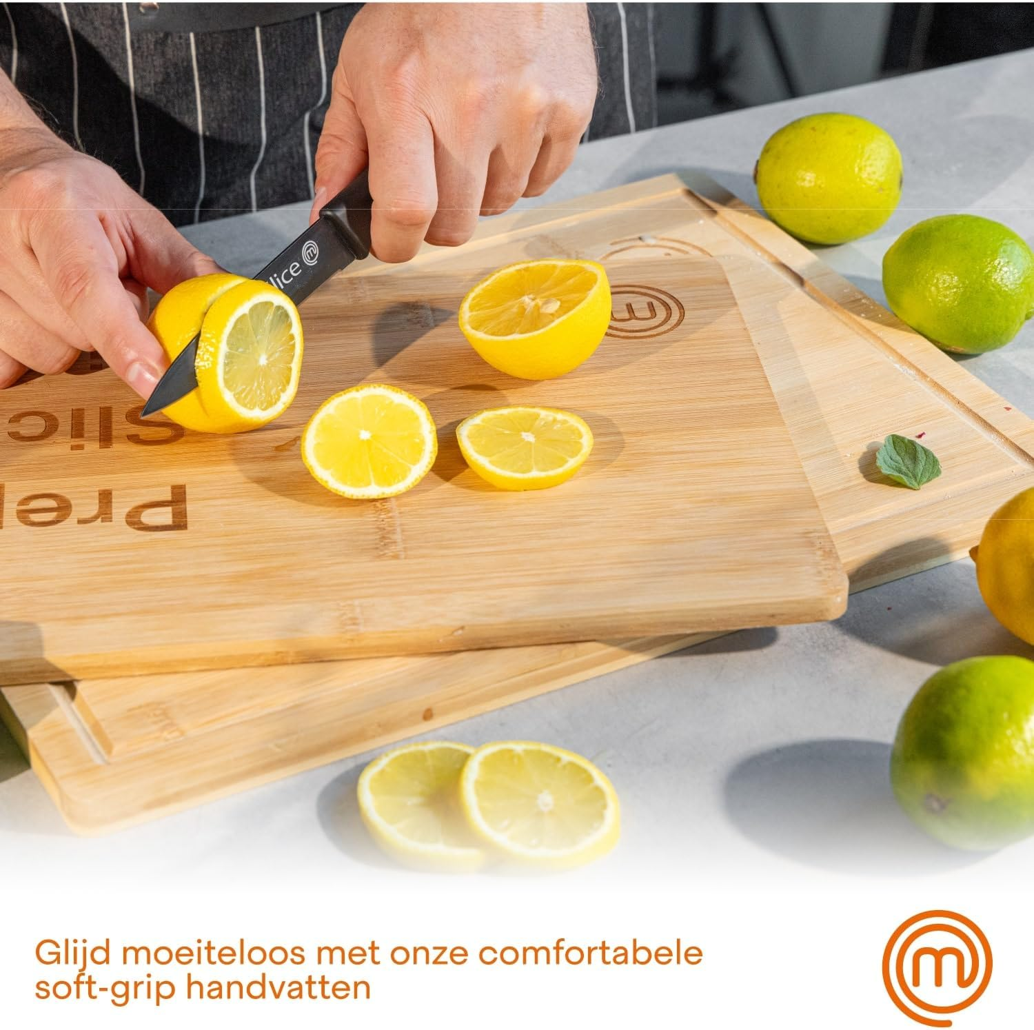 Masterchef Kitchen Knives, Chef Knife Set (Meat, Breadsaw, Vegetables and Fish), Stainless Steel Collection with Soft Touch Handles, Multifunctional, 5 Pieces, Black, Captions image number 4