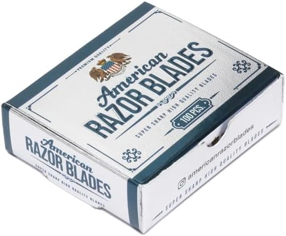 Premium American Single Edge Razor Blades - 100 Pcs, Chromium Ceramic, Tungsten & Platinum Coated for Smooth, Durable Shave