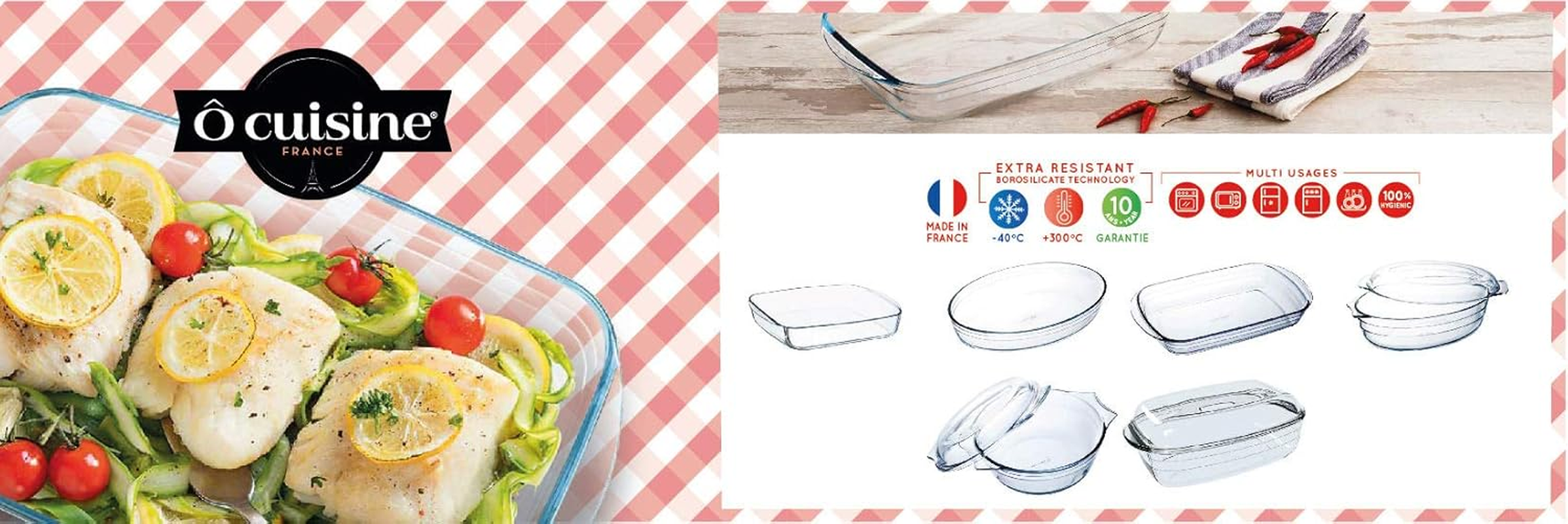 &Ocirc;cuisine Rectangular Casserole Dish Glass, Clear 37 X 14 X 22 Cm 49013