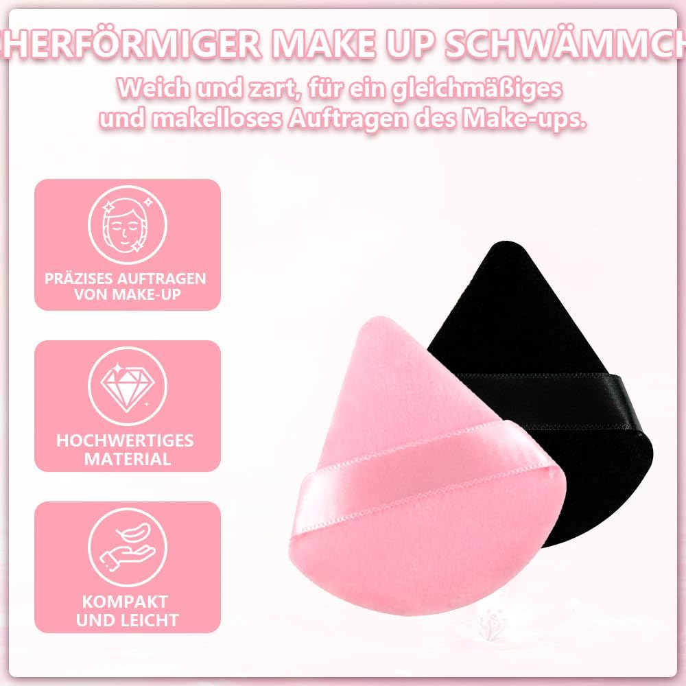 Triangle Makeup Powder Puff (2 Black + 2 Pink) image number 1