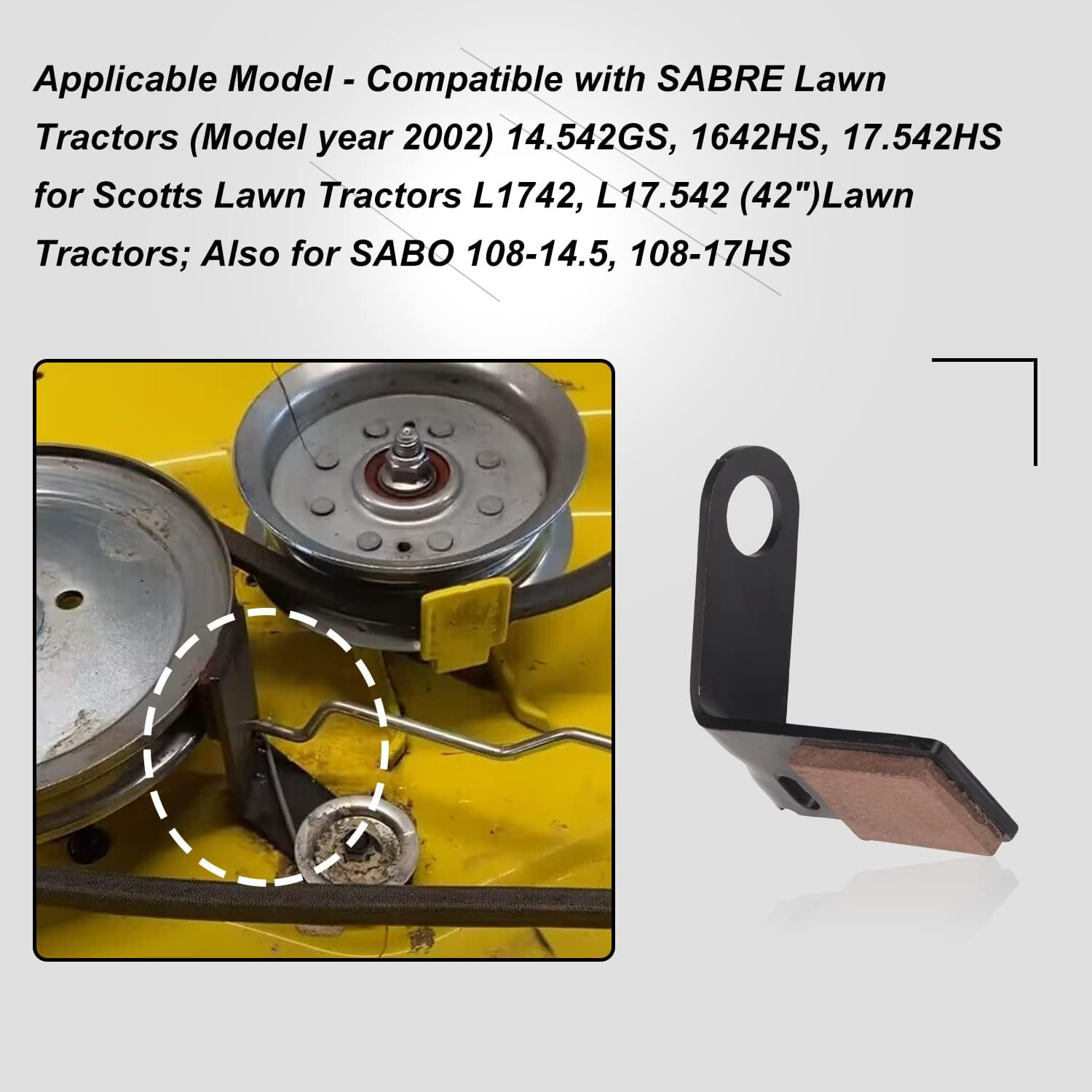 Karbay 2 Set Brake Pad Kit GY21943B GX20494 GX20515 for J-Ohn Deere 42'' L, D, X Series 100 105 115 100 110 120 125 130 Tractors & Lawn Mower - with Retainer & Torsion Spring BLACK image number 2