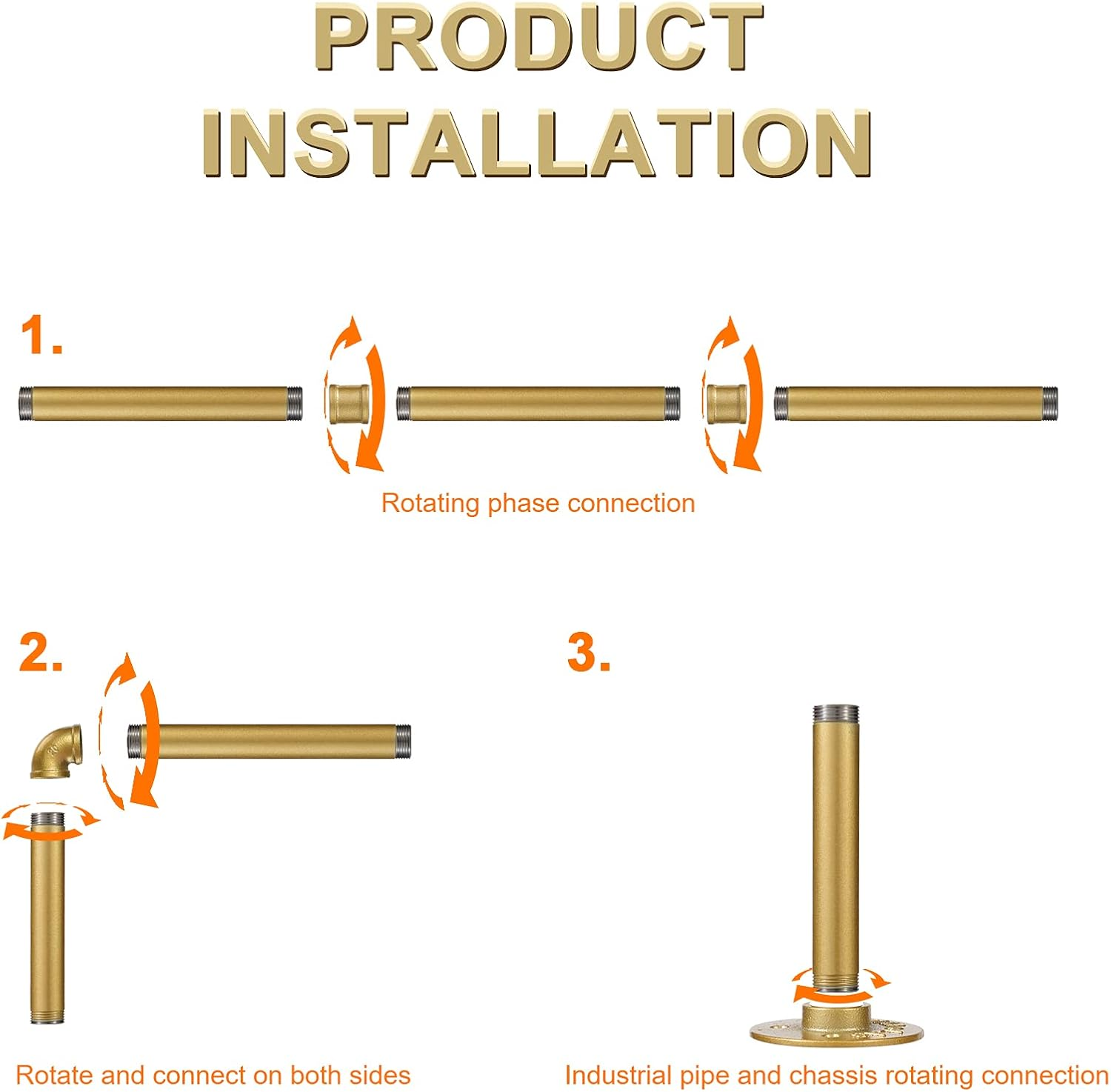 Industrial Gold Pipe Clothing Rack, Wall Ceiling Mounted Clothes Garment Rack 30'', Iron Golden Pipe Clothes Hanging Bar, Heavy Duty Metal Rod for Retail Display Closet Storage image number 7