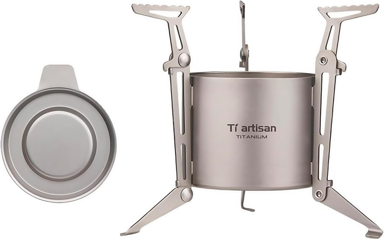 Ti Artisan Titanium Alcohol Stove with Foldable Stand Cover Storage Bag Portable Camping Backpacking Hiking Stove image number 3