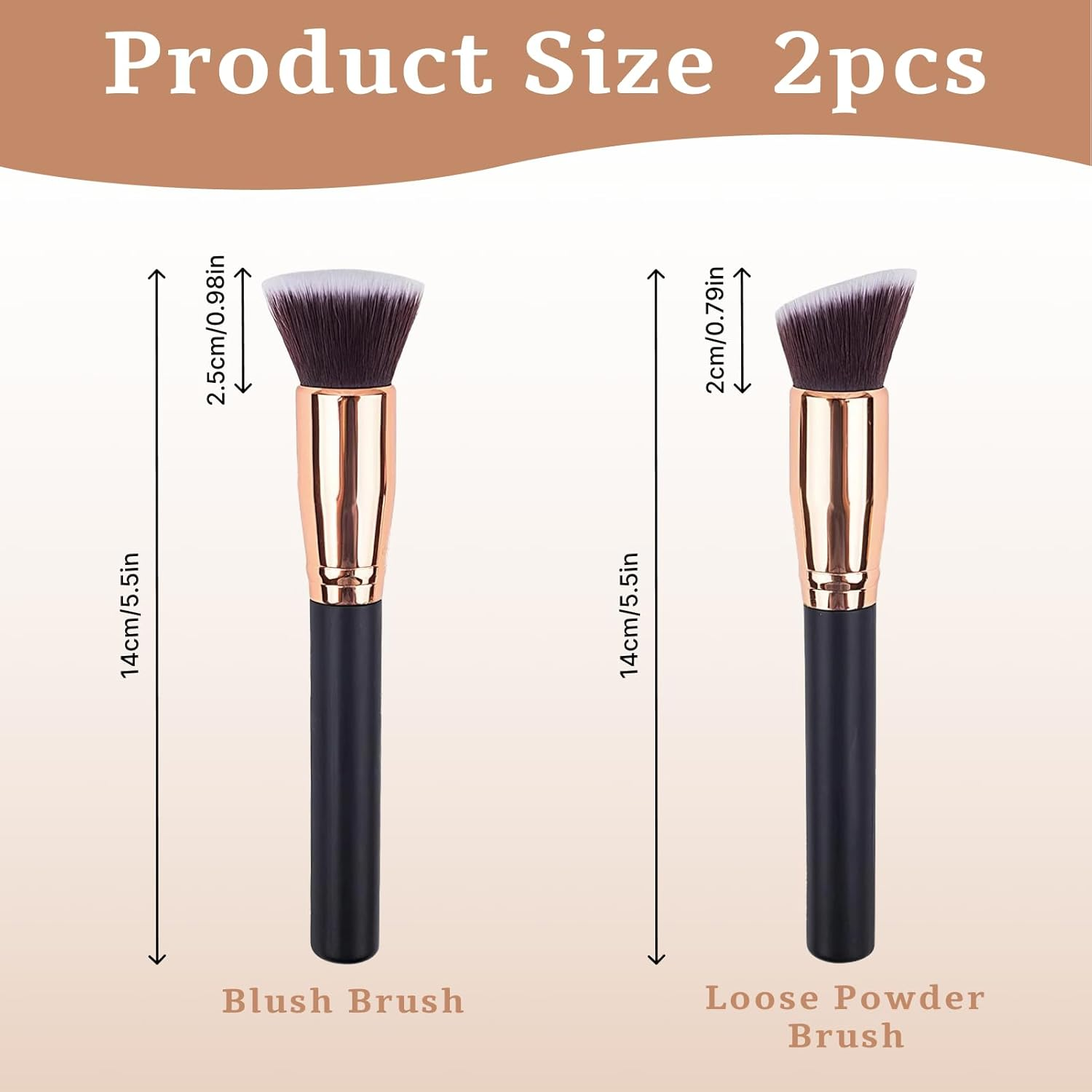 Fortuneglobe 2 Pieces Kabuki Foundation Brush Set - Professional Flat Top Face & Body Makeup Brushes for Liquid, Cream, Powder | Blending & Buffing Duo​​ image number 1
