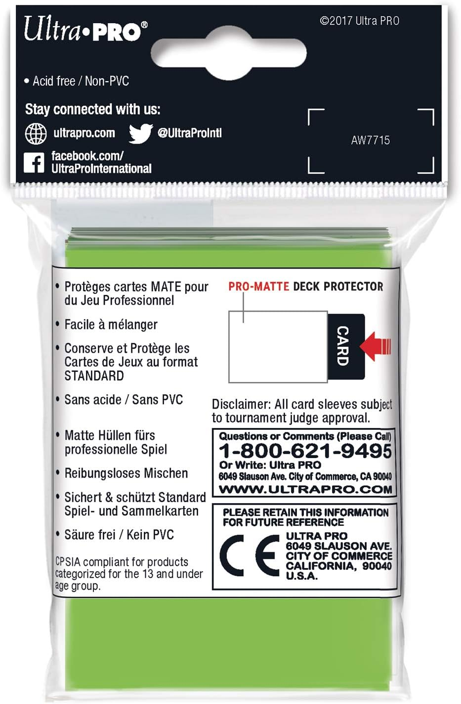 Ultra Pro Pro-Gloss Standard Deck Protector Sleeves, Lime Green (Pack of 50) image number 2