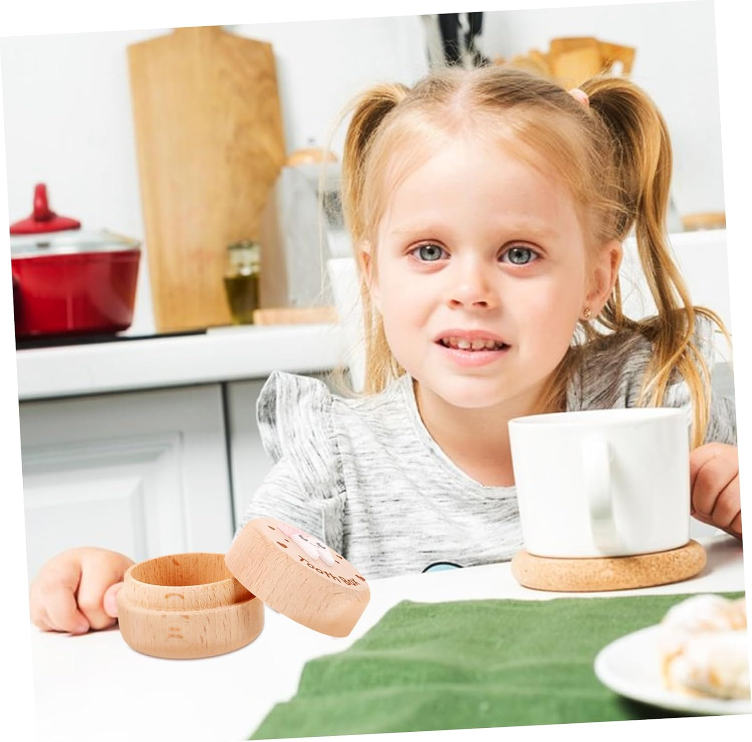 Wooden Tooth Box Kids Tooth Storage Box Small Wooden Keepsake Organizer for Boys and Girls image number 2