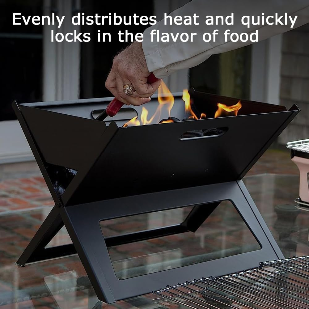 Portable BBQ Kabob Grill, Folding Iron Roast Rack, Lightweight Barbecue Charcoal Grill, Suitable for Outdoor Grilling Cooking Camping Hiking Picnics Tailgating Backpacking Party ﻿ ﻿ image number 3