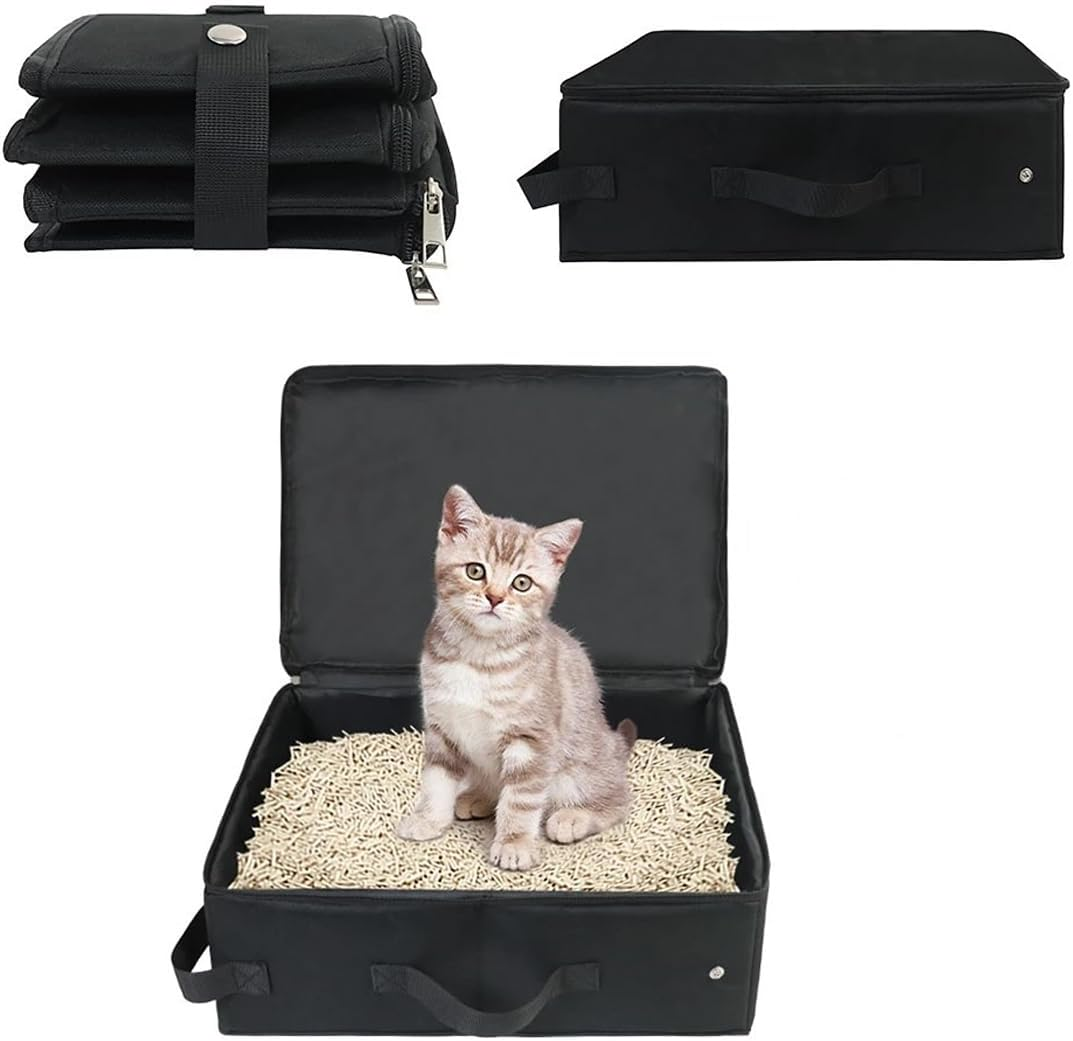 Factory Stock Portable Foldable Travel Cat Litter Box with Lid and Handle, Waterproof and Durable Fabric, Standard Size, Easy to Clean, Compact Design for Indoor and Outdoor Use image number 2