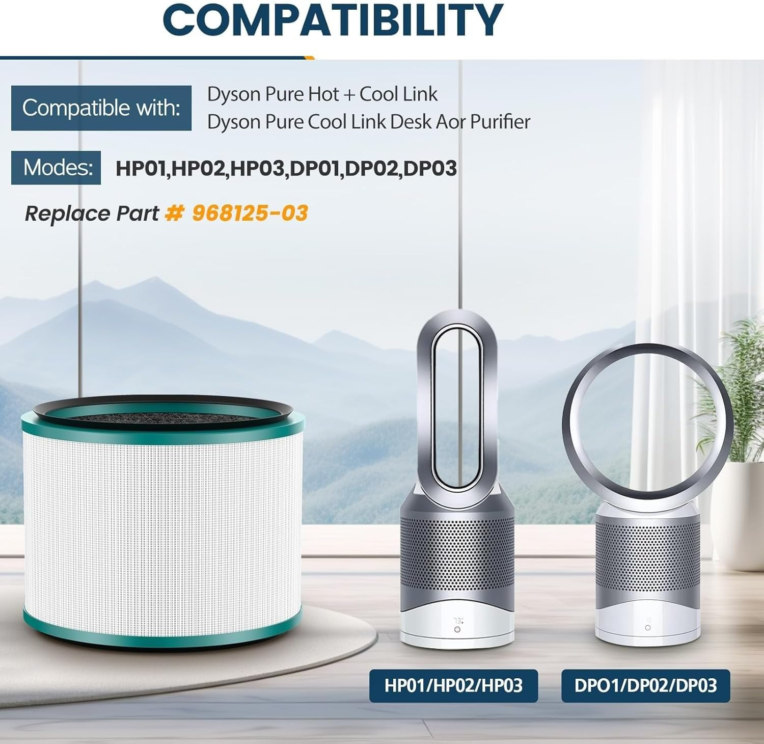Air Purifier Filter Replacements for Dyson Pure Cool Link DP01, DP02 and Dyson Pure Hot Cool Link HP01, HP02, HP03, Part # 968125-03# 305214-01# 305214-01 image number 4