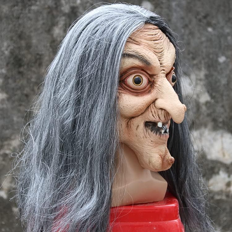 Halloween Novelty Scary Latex Witch Mask Novelty Dressing up for Halloween Party Realistic Old Man Face