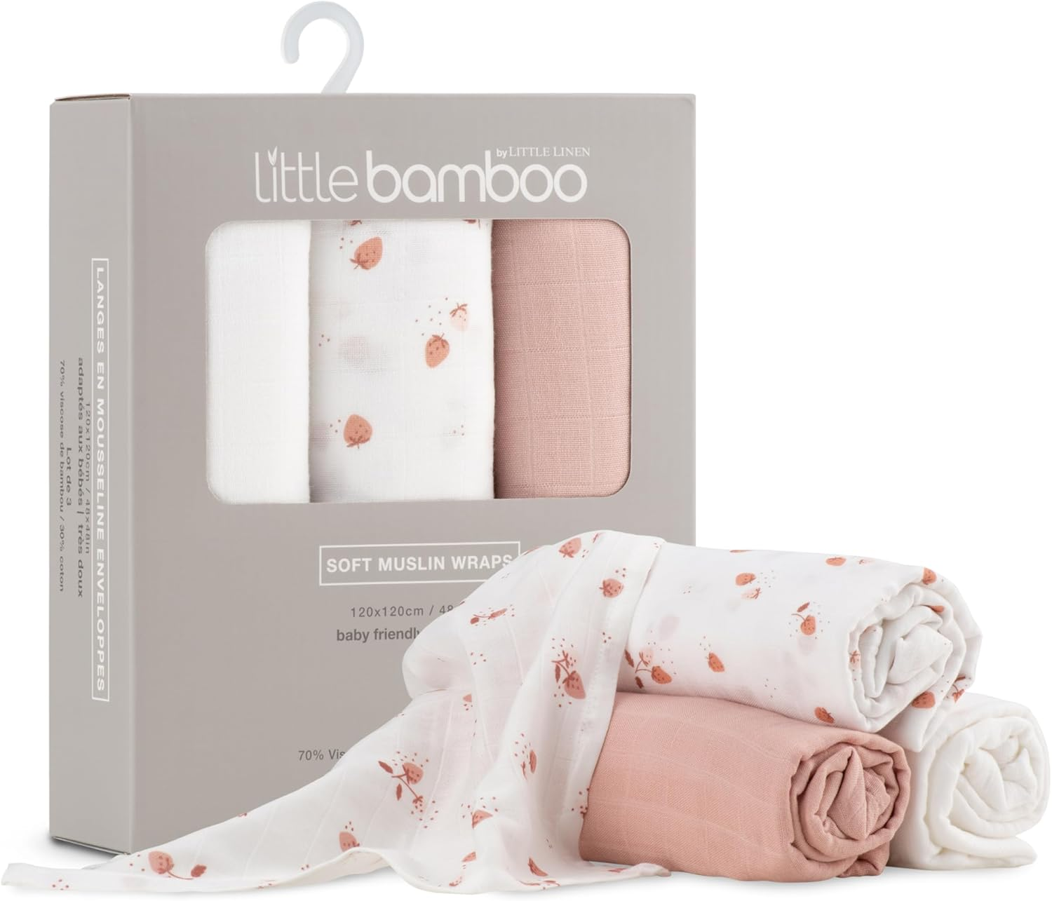 Little Bamboo Muslin Wraps 3Pk - Dusty Rose image number 1