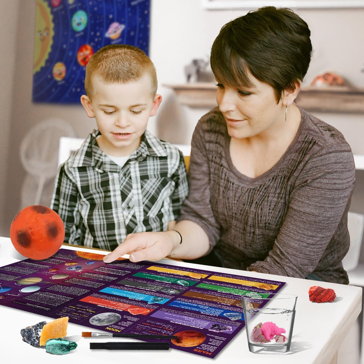 Gemstone Dig Kit, Dig up 15 Rocks & Minerals from Earth Moon Mars, Solar System Planets Geology Science Set, Space Rock Mining Toys for Kids, STEM Toy for Boys & Girls Age 6-8-12 image number 4