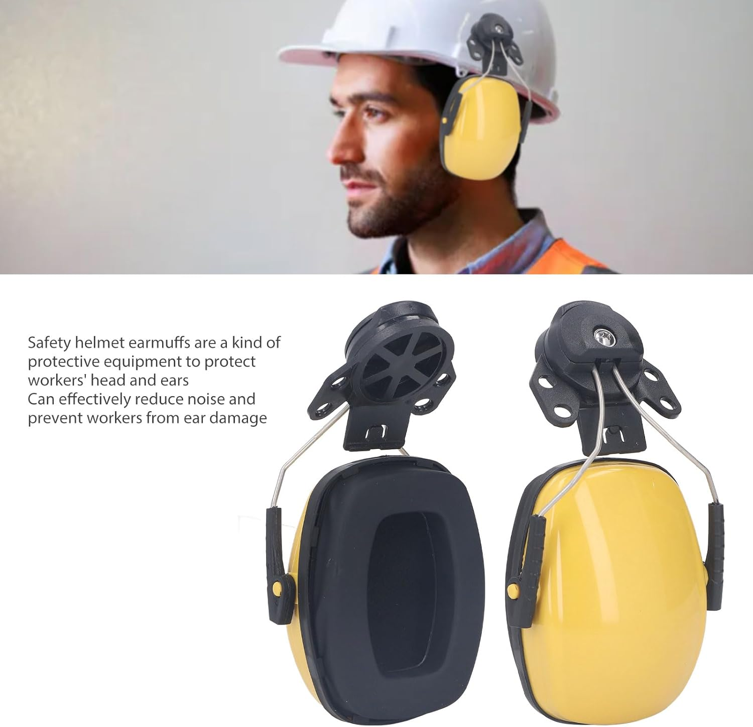 Noise Cancelling Helmet Attachable Ear Muffs, Hearing Protection, Sound Reduction Ear Protectors for Construction Site and Home Decoration, Sponge Design image number 4