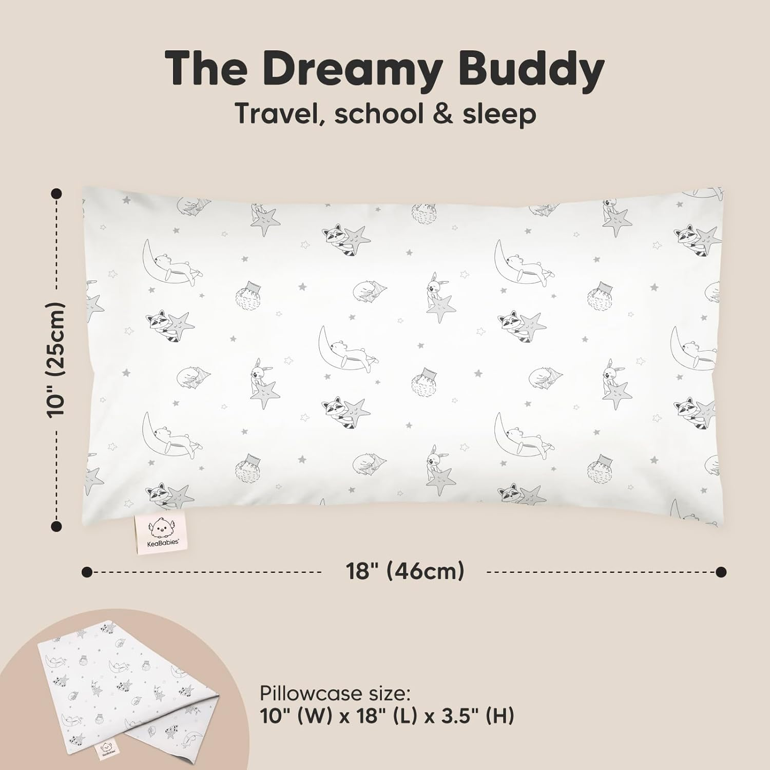 Toddler Pillow with Pillowcase - 25X46 My Little Dreamy Pillow, Organic Toddler Pillows for Sleeping, Kids Pillow, Nursery Small Pillows, Travel Pillows for Sleeping, Toddler Bed Pillows (Slumber)