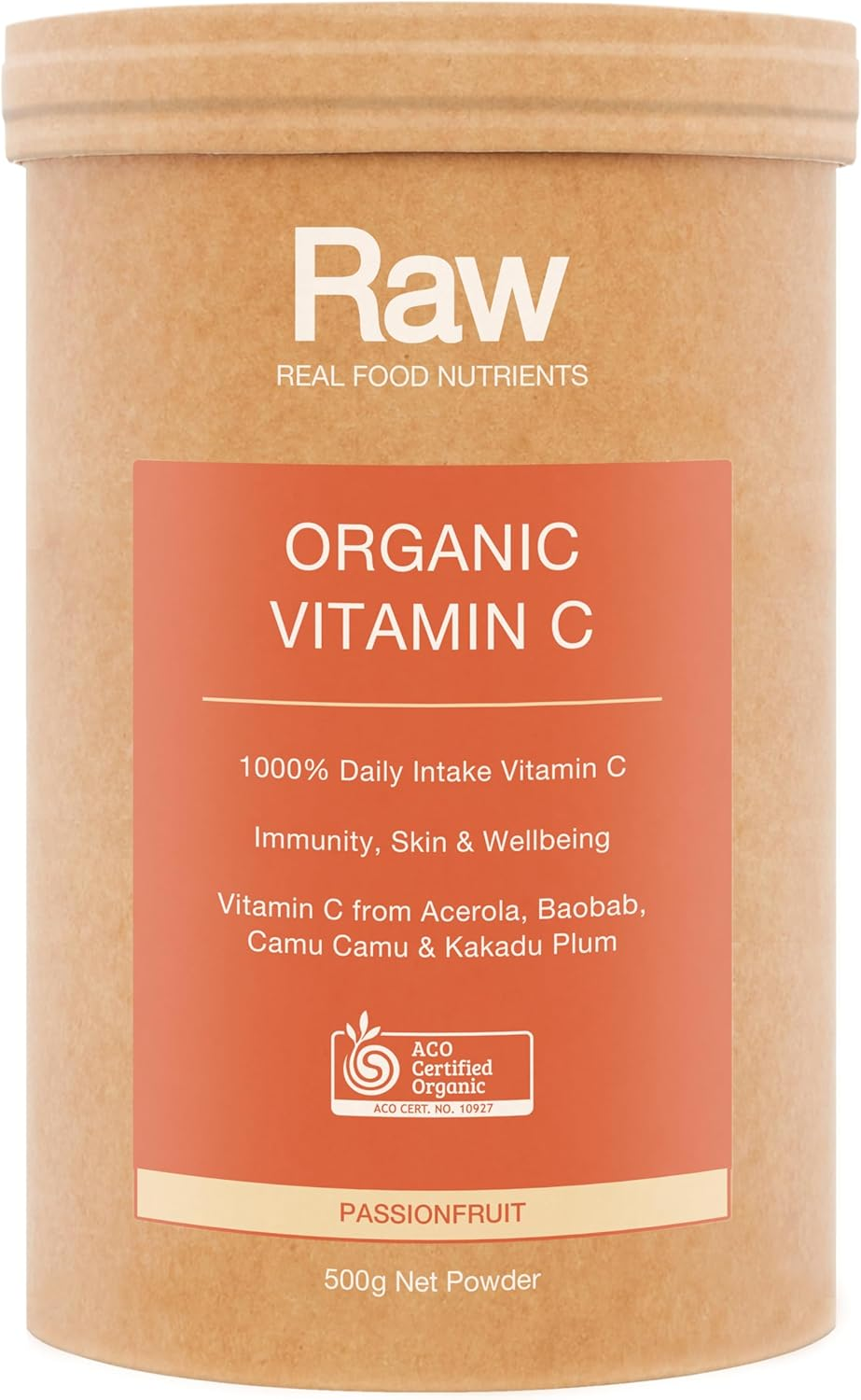 Raw Real Food Nutrients Organic Vitamin C - Passionfruit Flavour | Certified Organic, Plant-Based, Non-Synthetic | Immune Support, Collagen & Skin Health, Gut & Prebiotic Support &ndash; 200G image number 3