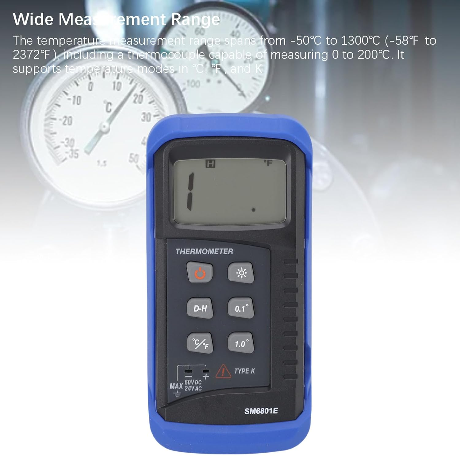 Jectse Accurate Thermocouple Temperature Tester with Backlight LCD Display - Versatile High/Low Temperature Measurement - ABS Material image number 2