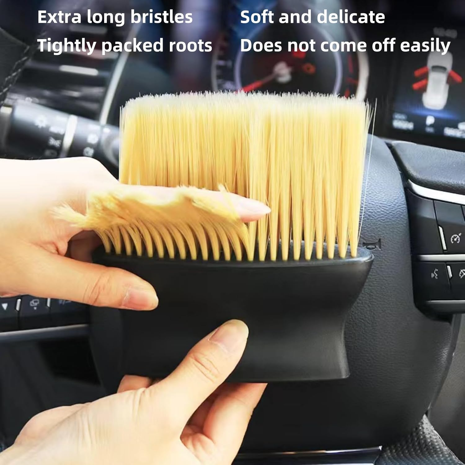 2 PCS Car Interior Dusting Brush, Car Cleaning Brush Beauty Brush, Soft Bristle Detail Brush Dusting Tool for Car Dashboard, Air Conditioning Vents Etc., Anti-Scratch Crevice Brush,Yellow image number 3