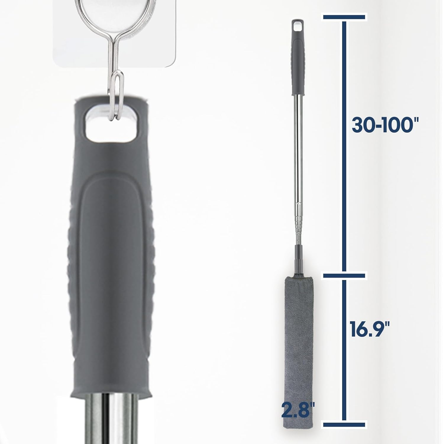 Retractable Gap Dust Cleaner with Extension Pole, Cleaning Tools with 3 Microfiber Dusting Cloths, Extendable Long Handle Duster for Cleaning under Refrigerator Sofa Couch Bed Furniture Appliance image number 2