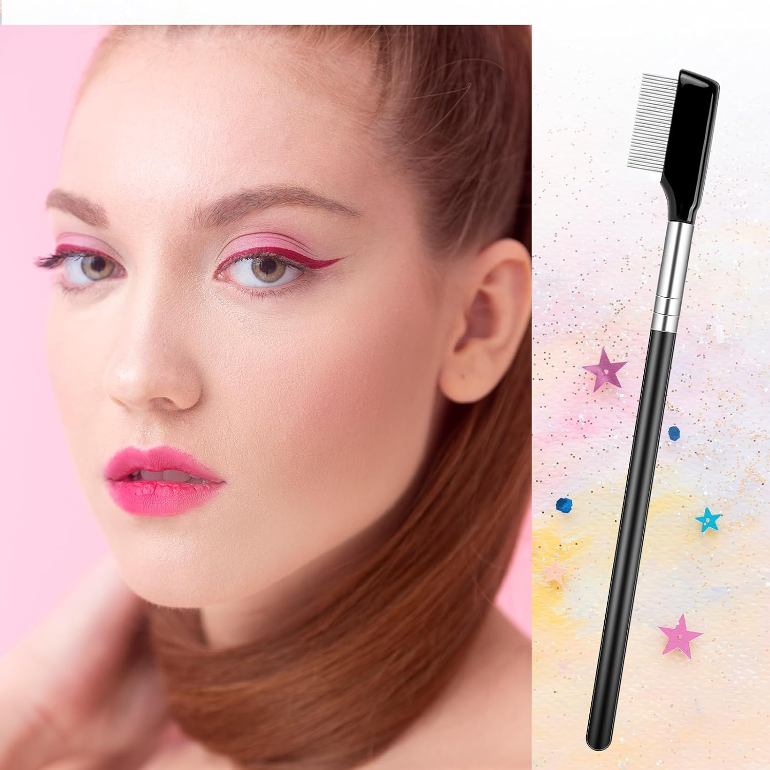 Metal Lash Comb, Eyelash Separator Brush Tool Stainless Steel Mascara Comb Eyebrow Grooming Brushes Eyelash Makeup Applicator Brush Tool for Women Girls