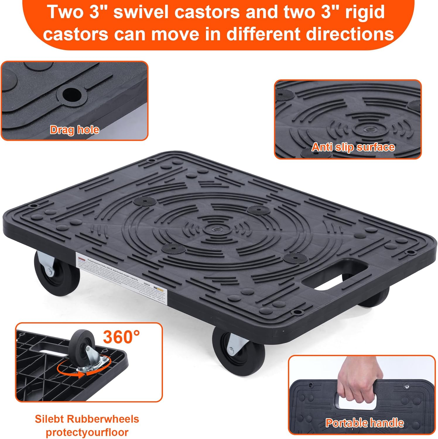 Maxworks 80854 Furniture Movers Dolly with Wheels - 200 Lb. Capacity image number 2