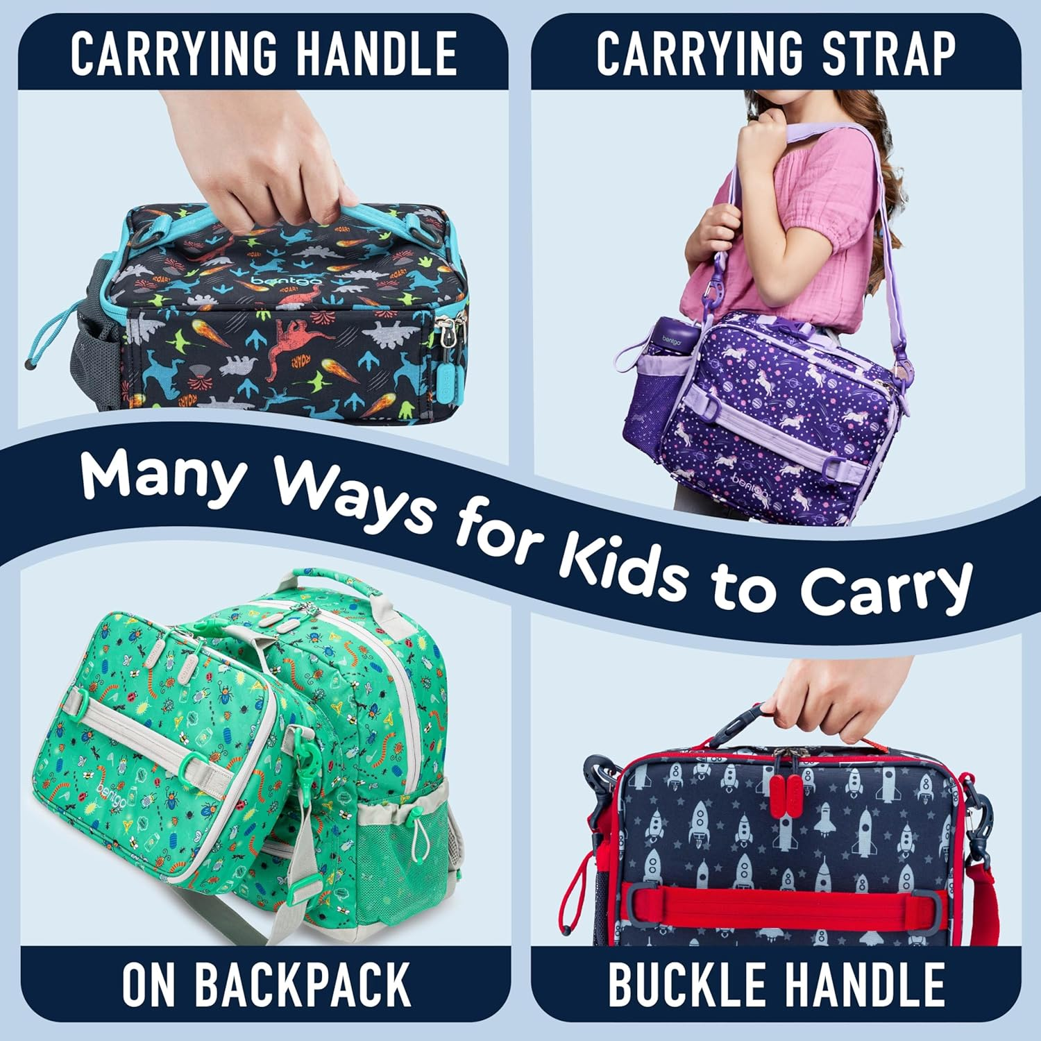 Bentgo Kids Prints Lunch Bag - Space Rockets - Bug Buddies image number 5