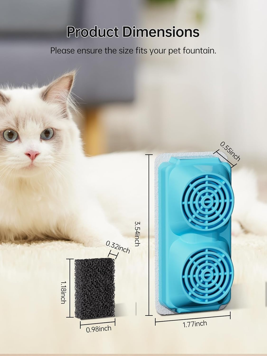 6Pcs Filter for 3.2L Wireless Rechargeable Sensor Cat Water Feeder Stainless Steel image number 2