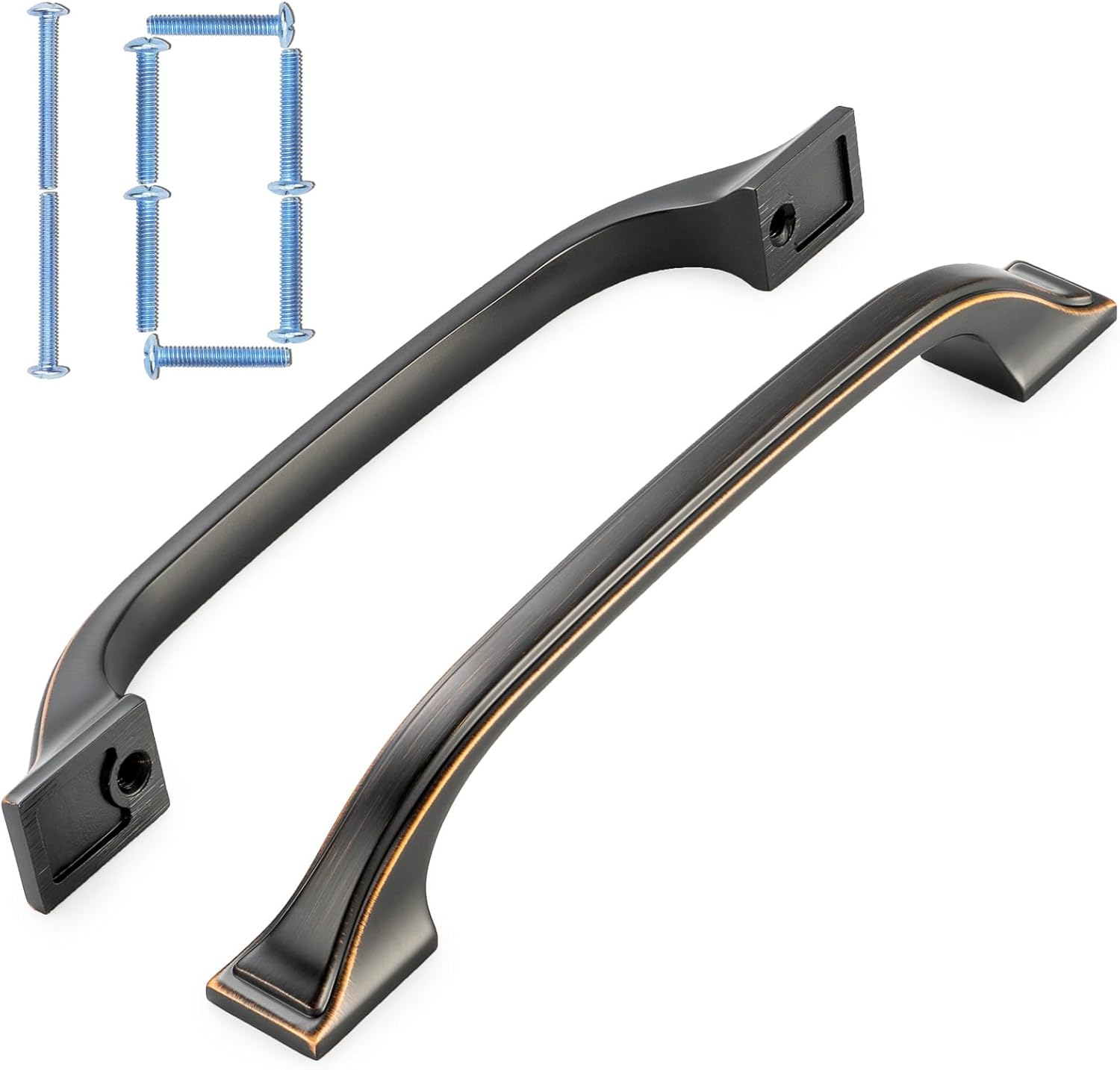 KOOFIZO Square Foot Craftsman Cabinet Bow Pull - Oil Rubbed Bronze Furniture Handle, 5 Inch/128Mm Screw Spacing, 10-Pack for Kitchen Cupboard Door, Bedroom Dresser Drawer, Bathroom Wardrobe Hardware image number 4